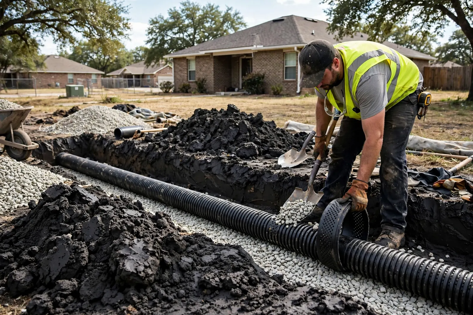 Drainage & French Drains work by Ironroot in Burleson, Texas